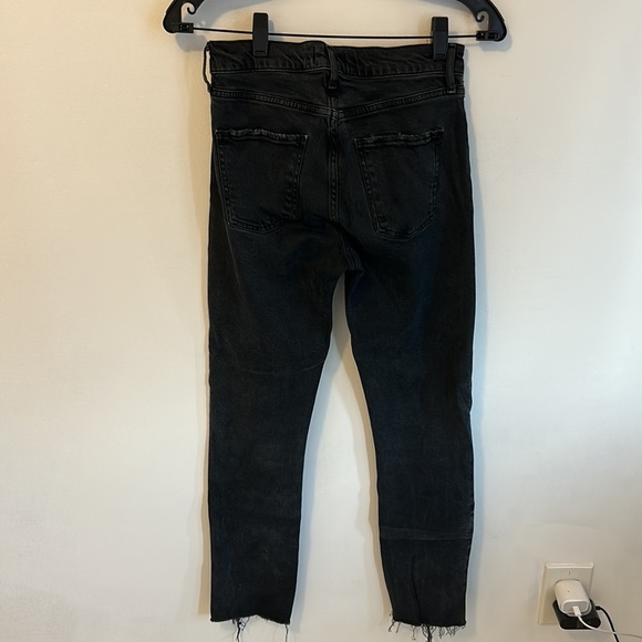 Agolde Toni Mid Rise Straight Black Feral Wash Jeans - Picture 3 of 8